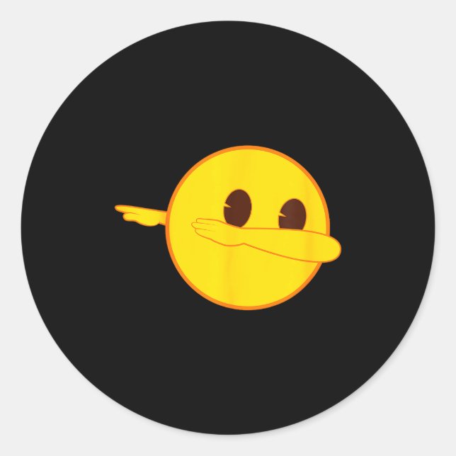 Sticker Rond Emoji Dab Dabbing Yellow Smile Face  (Devant)