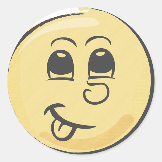 Sticker Rond Emoji de la langue rétro (Devant)