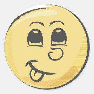 Sticker Rond Emoji de la langue rétro