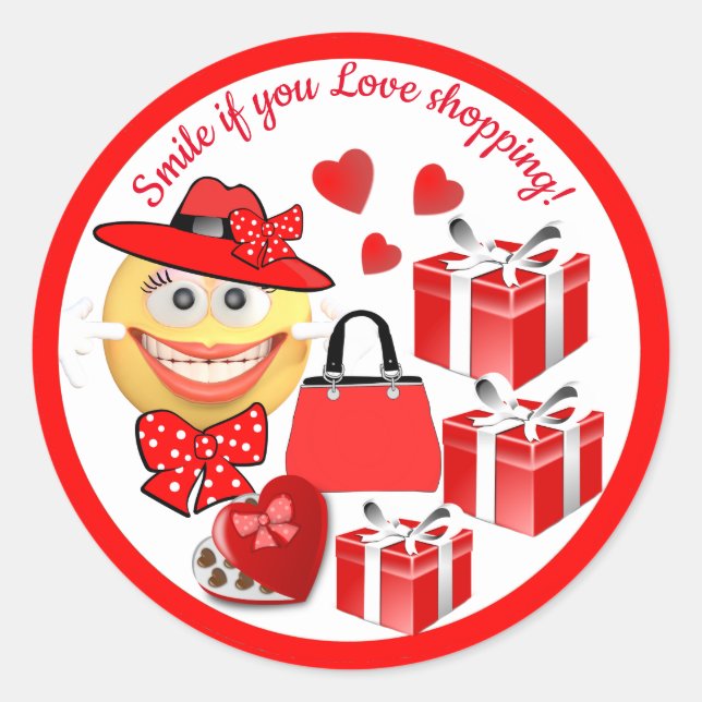Sticker Rond Emoji de mode mignonne personnalisable avec shoppi (Devant)