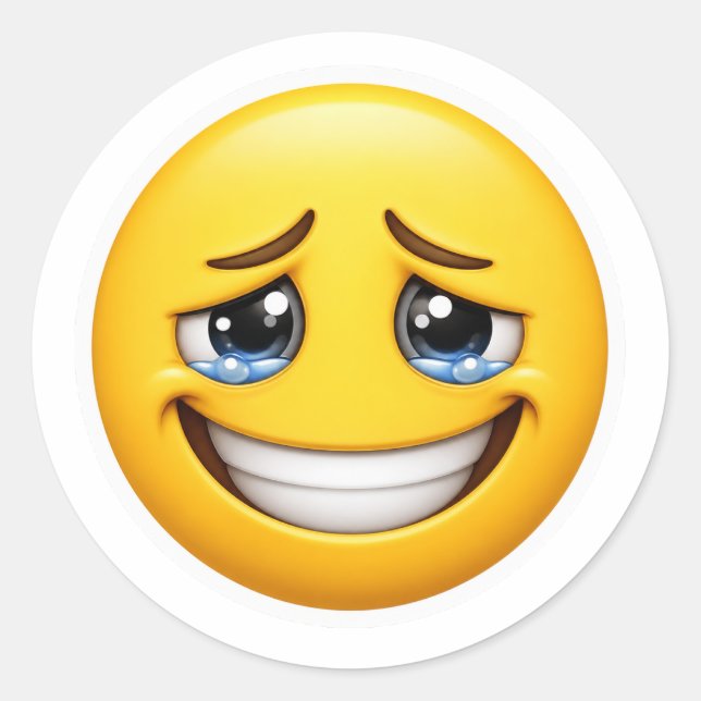 Sticker Rond Émoji de Sourire Faux Douleur Cachée (Devant)