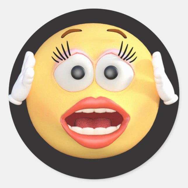 Sticker Rond Emoji du visage surpris (Devant)