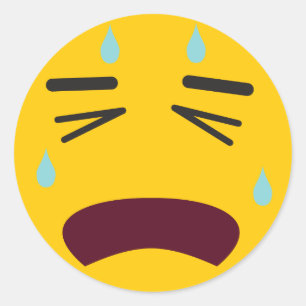 Sticker Rond Emoji en Pleure triste