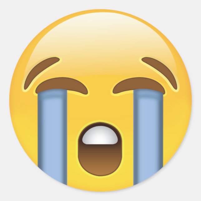Sticker Rond Emoji face à pleurer haut (Devant)