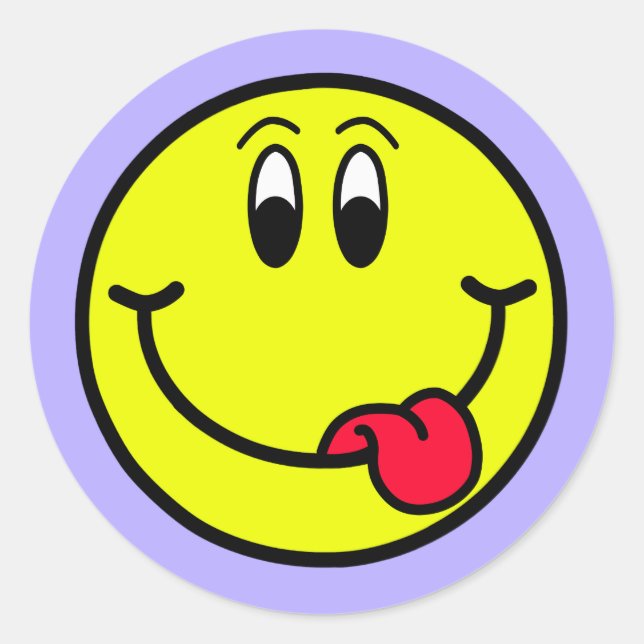 Sticker rond Emoji Face Silly Souriant (Devant)