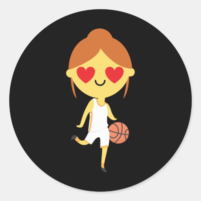 Sticker Rond Émoji, fille de basket-ball (Devant)