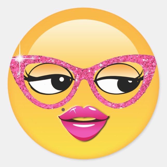 Sticker Rond Emoji Flirty Girl ID227 (Devant)