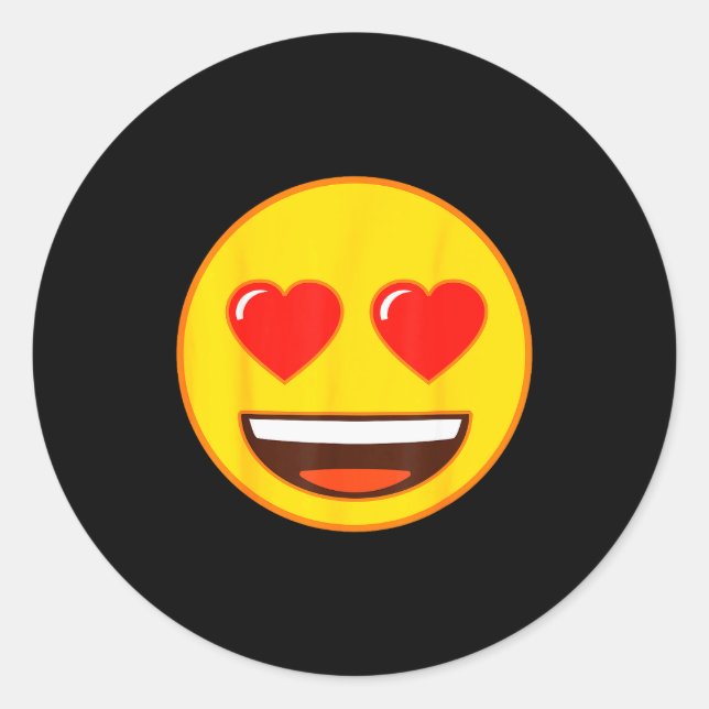 Sticker Rond Emoji Heart Eyes Yellow Smile Face  (Devant)