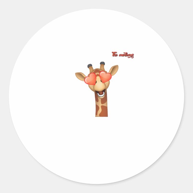 Sticker Rond emoji heureux yeux d'amour girafe visage (Devant)