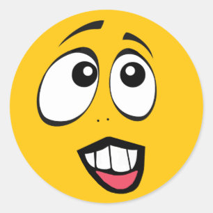 Sticker Rond Emoji Jaune Concerné