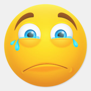 Sticker Rond Emoji jaune en pleurs