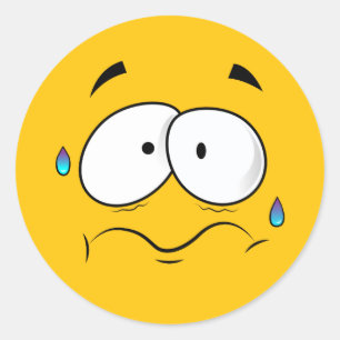 Sticker Rond Emoji jaune inquiété