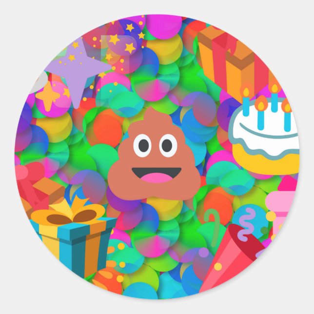 Sticker Rond emoji joyeux pod'anniversaire (Devant)