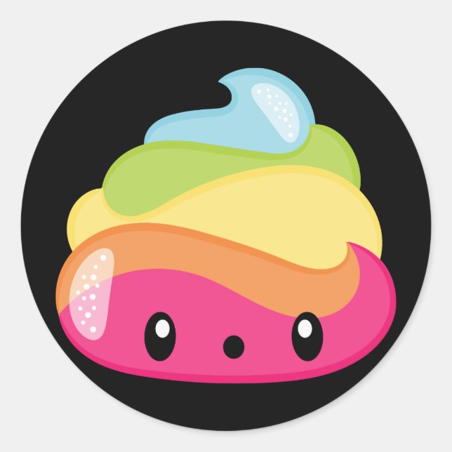 Sticker Rond Emoji Raimbow Poop ! (Devant)
