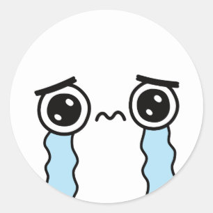 Sticker Rond Émoji visage mignon triste qui pleure