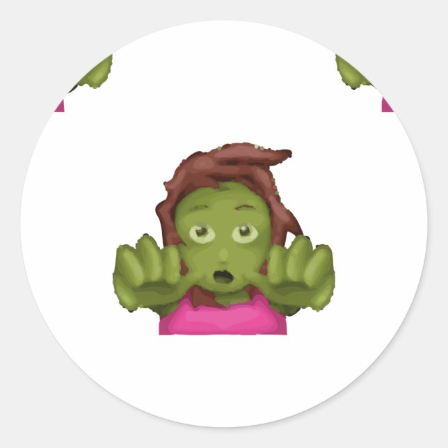 Sticker Rond emoji zombie femme (Devant)
