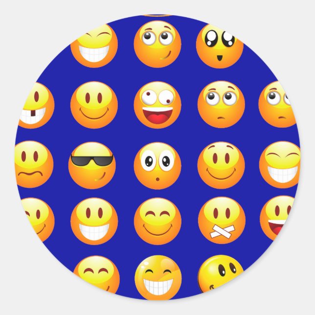 Sticker Rond emojis bleu foncé (Devant)