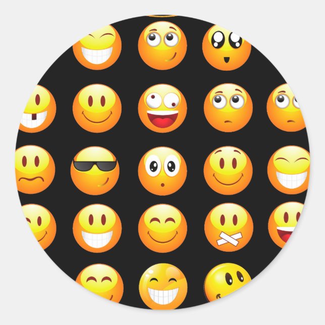 Sticker Rond emojis noir (Devant)