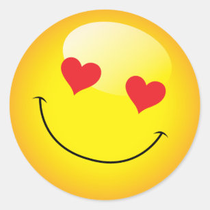 Sticker Rond Emoticon doux souriant Emoji Emoticon Love Heart E