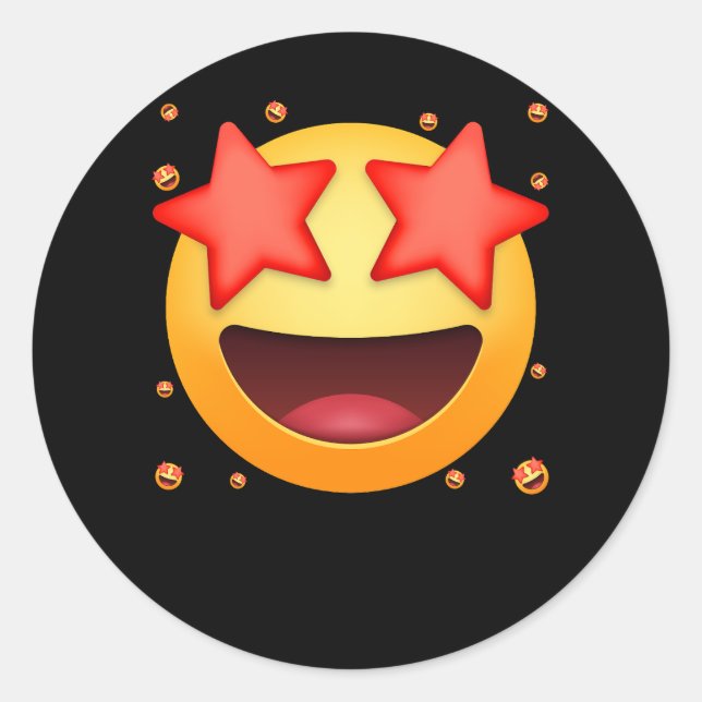 Sticker Rond Emoticon Star Fraîche Eyes Smiling Visage Starry (Devant)