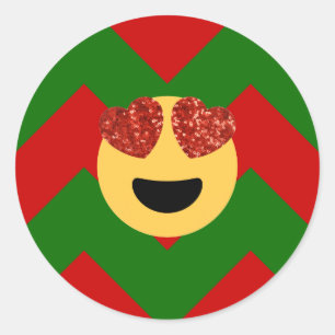 Sticker Rond émoticône de coeur de noël