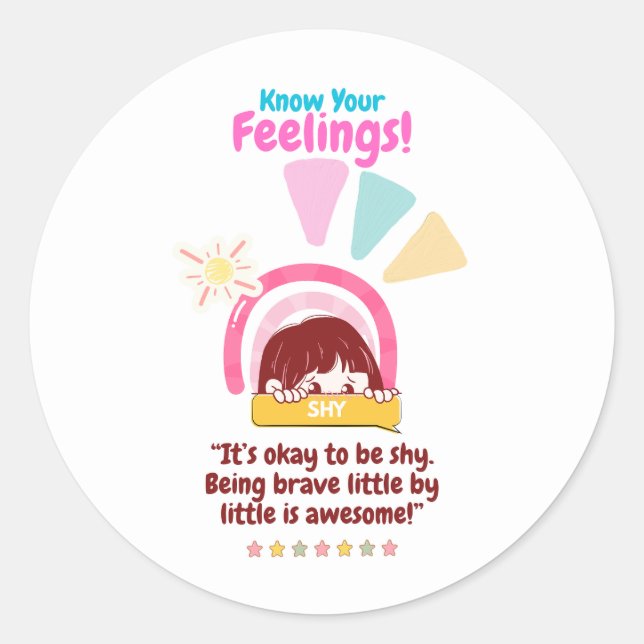 Sticker Rond Émotion d'enfant avec Shy (Devant)