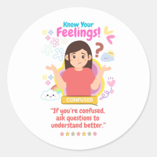 Sticker Rond Émotions des enfants avec confusion
