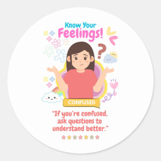 Sticker Rond Émotions des enfants avec confusion