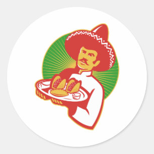 Sticker Rond empanada mexicain de burrito de taco de portion de