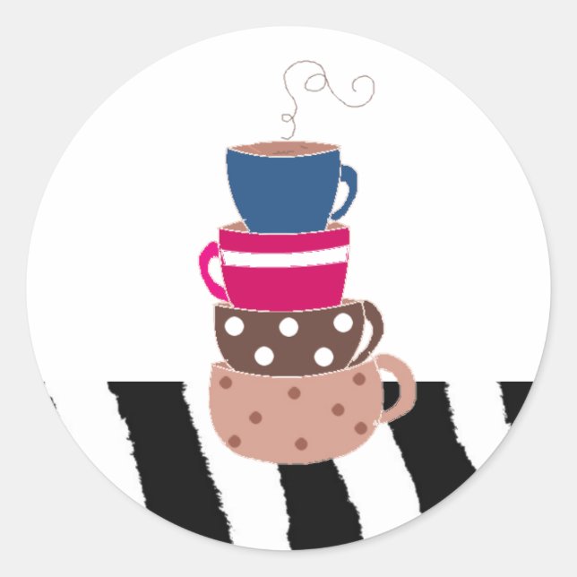 Sticker Rond Empiler des tasses à café (Devant)