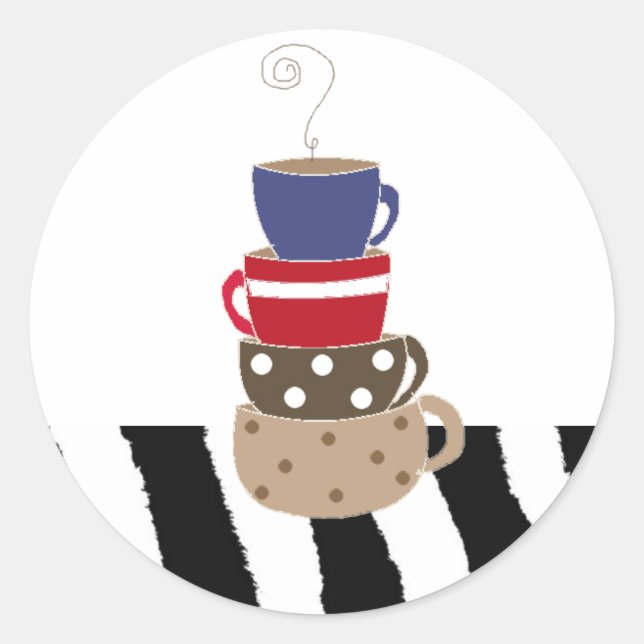 Sticker Rond Empiler les tasses de café (Devant)