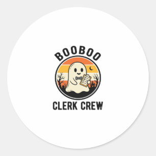 Sticker Rond Employé d'Halloween BooBoo Équipage de fantôme Vin