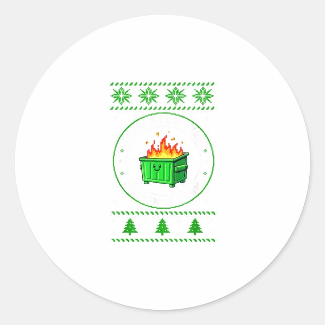 Sticker Rond Employee Dumpster Fire Resnse Team Ugly Christmas  (Devant)