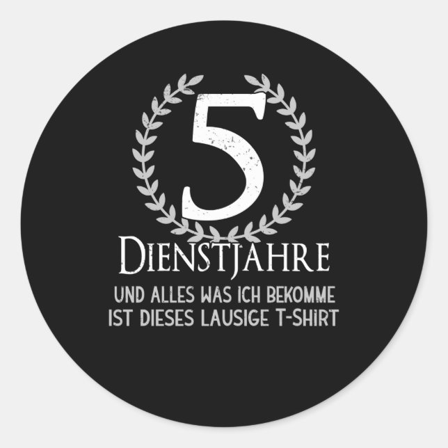 Sticker Rond Employés de la société 5 ans Anniversaire de la so (Devant)