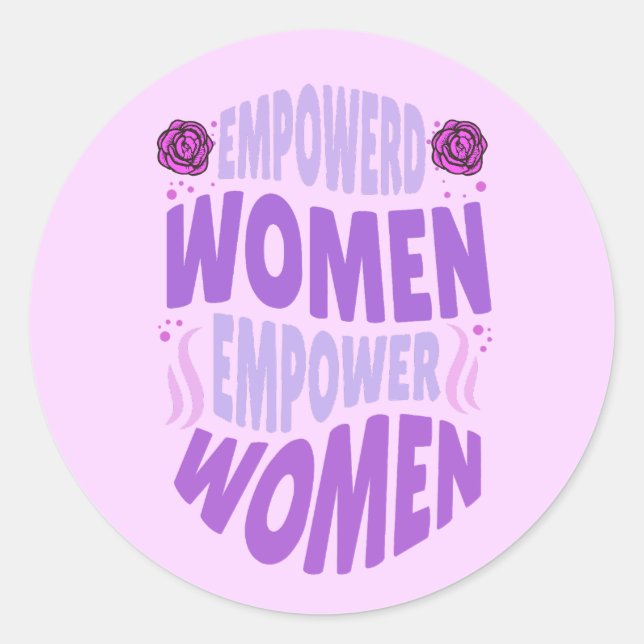 Sticker Rond Empower Women Empower citation texte pourpre (Devant)