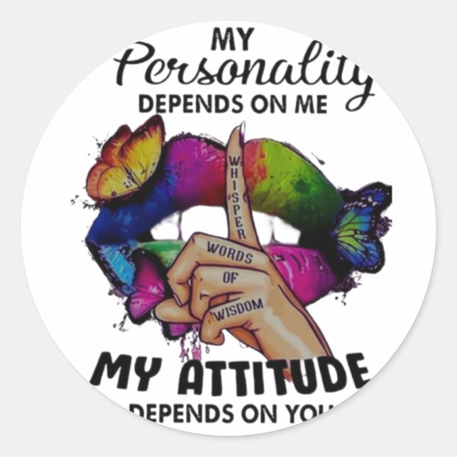 Sticker Rond Empowring Lips Influence Your World (Devant)