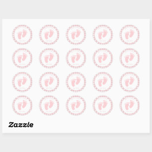 Sticker Rond Empreinte bébé rose mignonne Enveloppe fille sceau