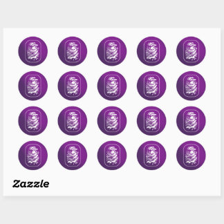 Sticker Rond Empreinte blanche sur violet