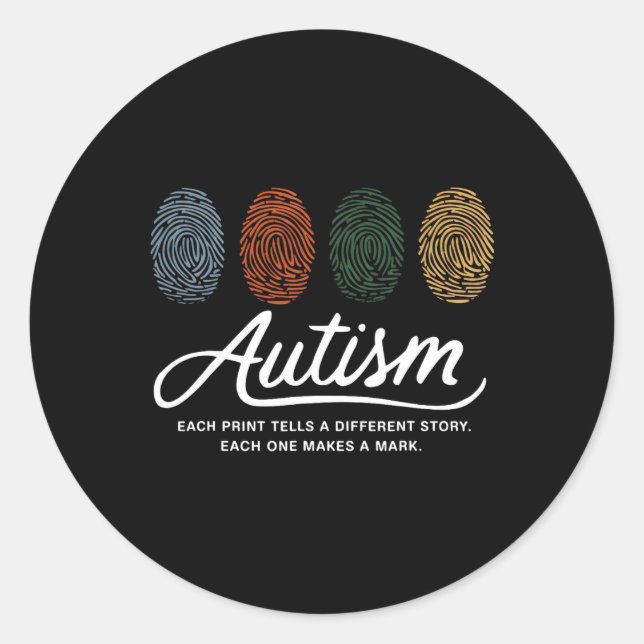 Sticker Rond Empreinte D'Autisme Chaque Impression Dit Un Autre (Devant)