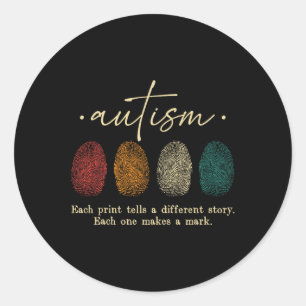 Sticker Rond Empreinte D'Autisme Chaque Impression Dit Un Autre