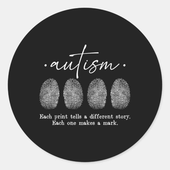 Sticker Rond Empreinte D'Autisme Chaque Impression Dit Un Autre (Devant)