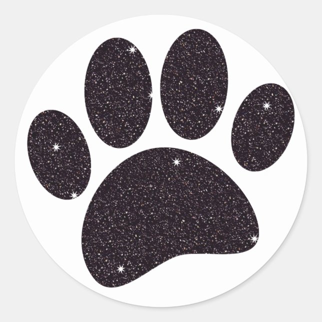 Sticker Rond Empreinte de chien de Parties scintillant noire (Devant)