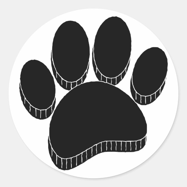 Sticker Rond Empreinte de chien noir main tirée personnalisée (Devant)