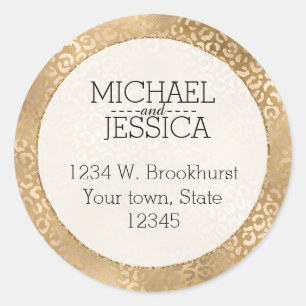 Sticker Rond Empreinte de léopard Gold Glam Adresse personnali
