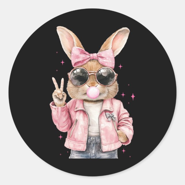 Sticker Rond Empreinte de léopard Lapin Bunny Blowbble Gum Est (Devant)
