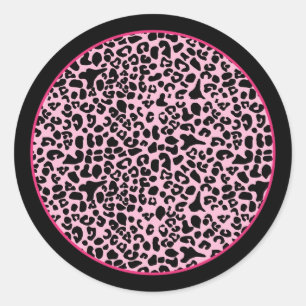 Sticker Rond Empreinte de léopard moderne tendance Hot Pink et