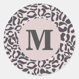 Sticker Rond Empreinte de léopard Monogram Classic Pink Jungle