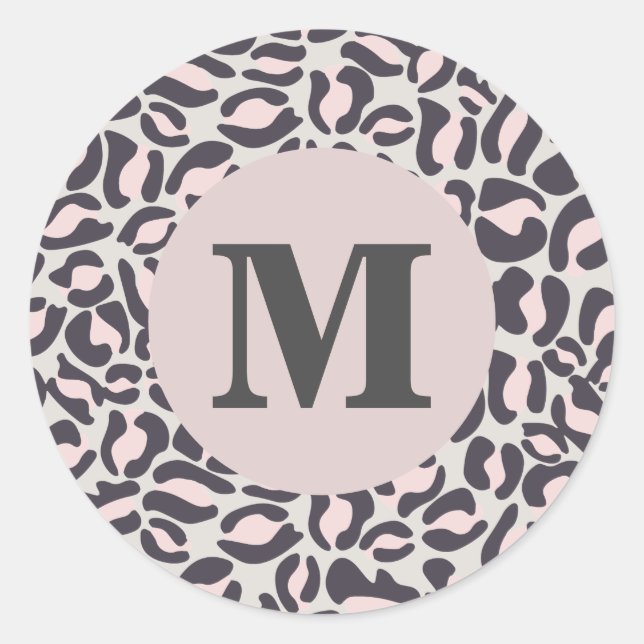 Sticker Rond Empreinte de léopard Monogram Classic Pink Jungle  (Devant)