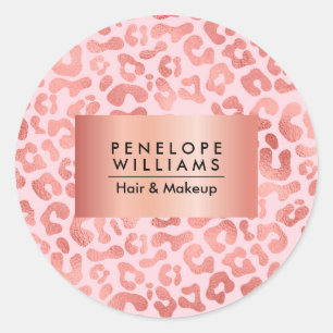 Sticker Rond Empreinte de léopard rose Gold