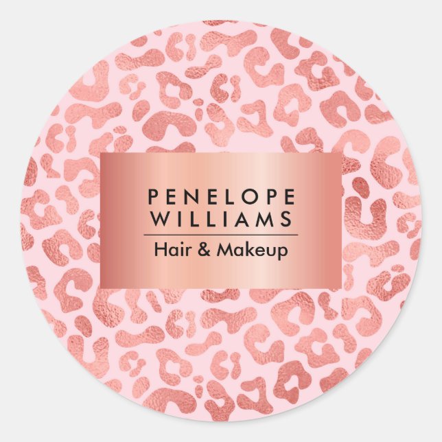 Sticker Rond Empreinte de léopard rose Gold (Devant)